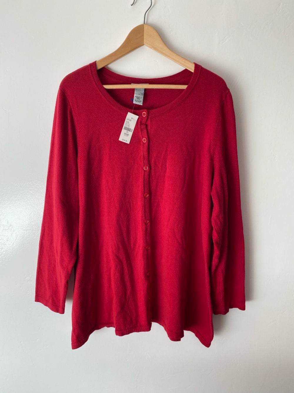 Catherines Red Button Front Cardigan Sweater 100% Cotton Plus Sz 1X NWT Classic
